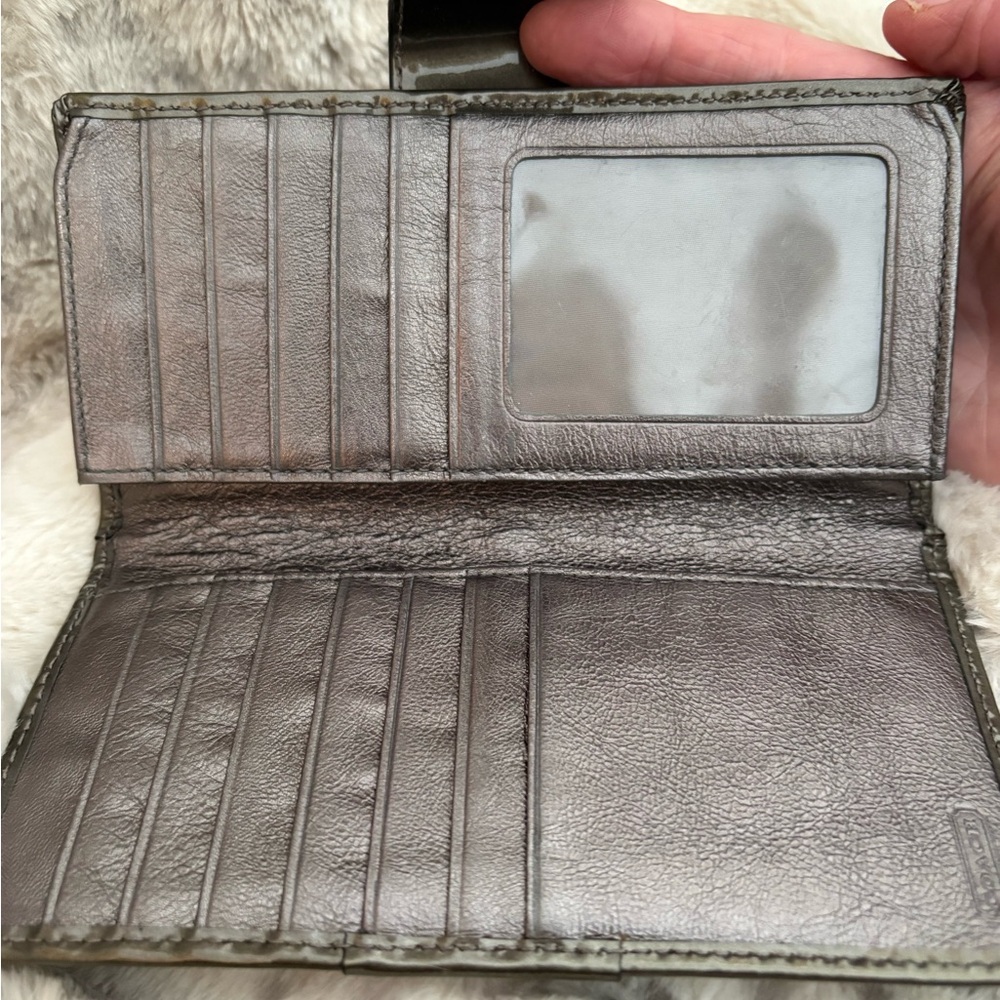 Vintage Coach Grey shiny patten Women's leather wallet - Picture 6 of 11